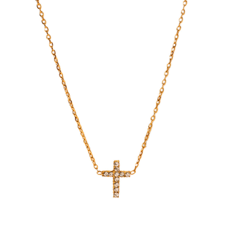 Collar cruz brillos