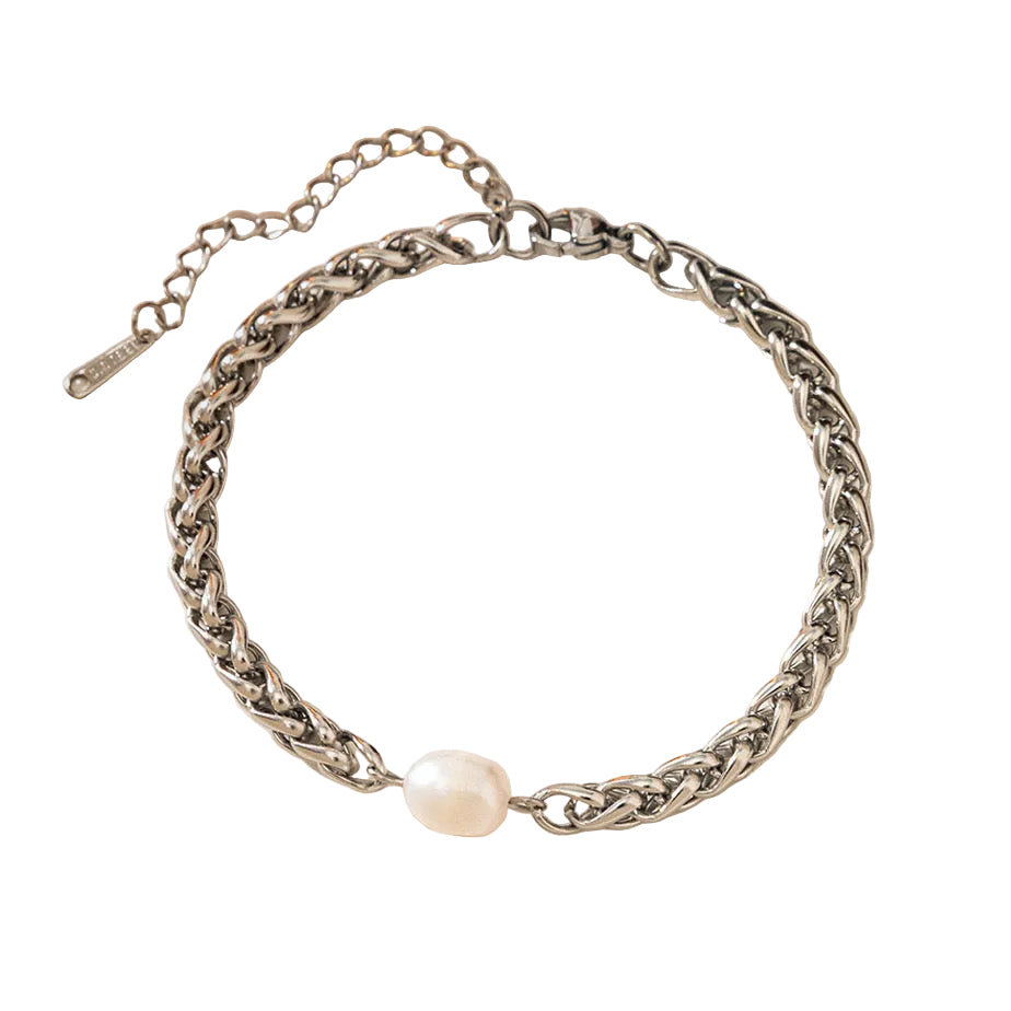 Pulsera trenzada con perla