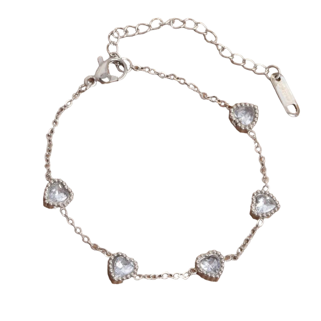 Pulsera 5 corazones de diamantes