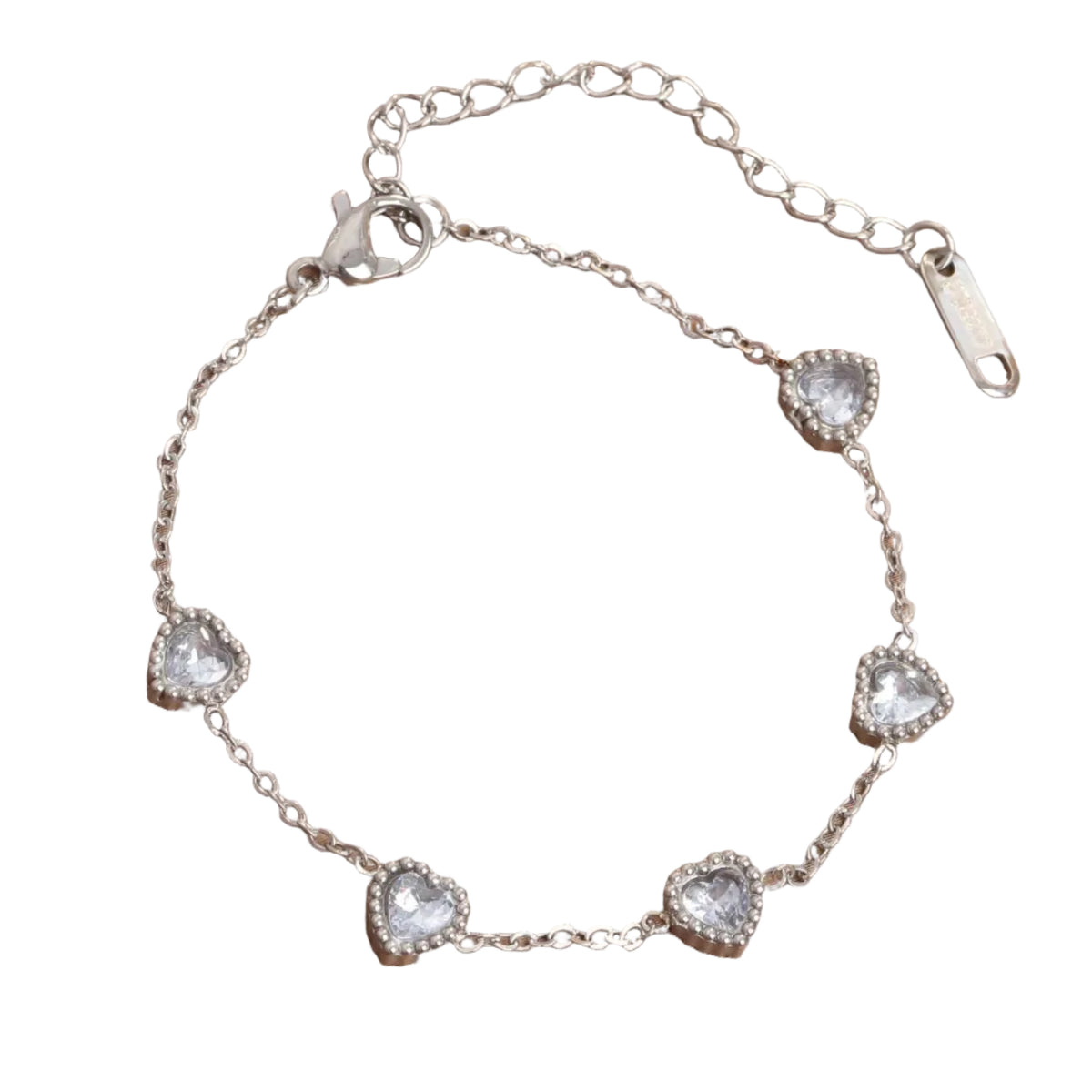 Pulsera 5 corazones de diamantes