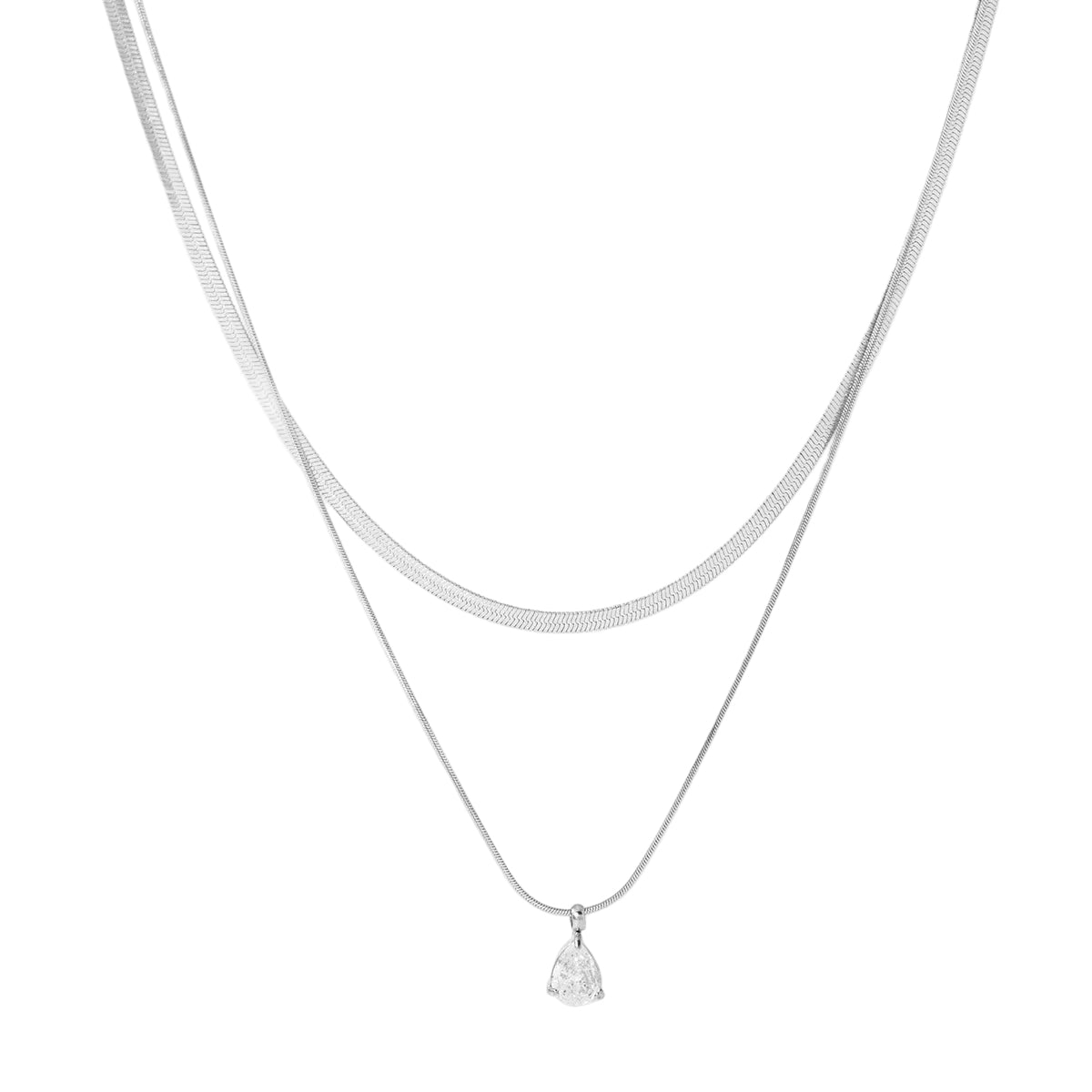 collar doble con diamante