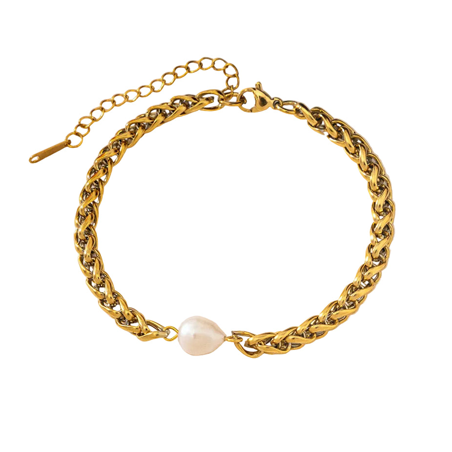 Pulsera trenzada con perla