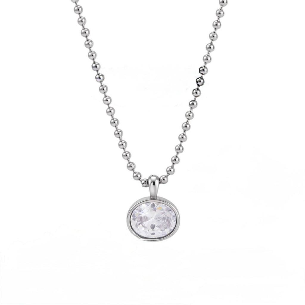 Collar cadena bolitas piedra circular