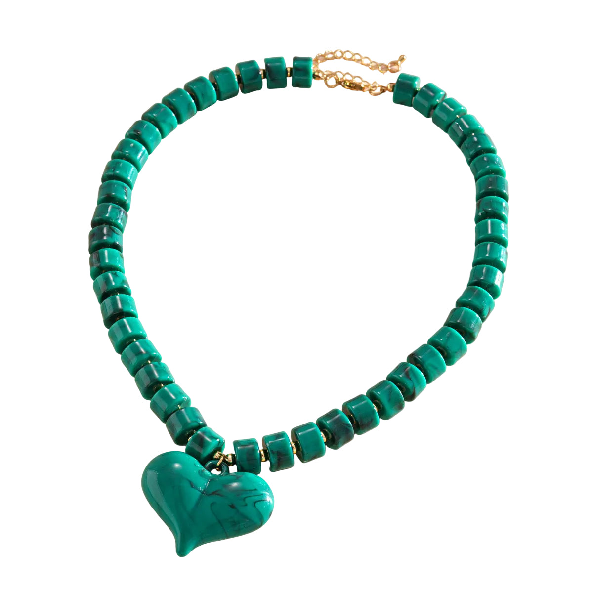Collar bohemio corazón verde