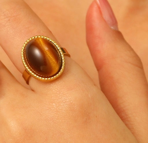 Anillo ojo de tigre ajustable