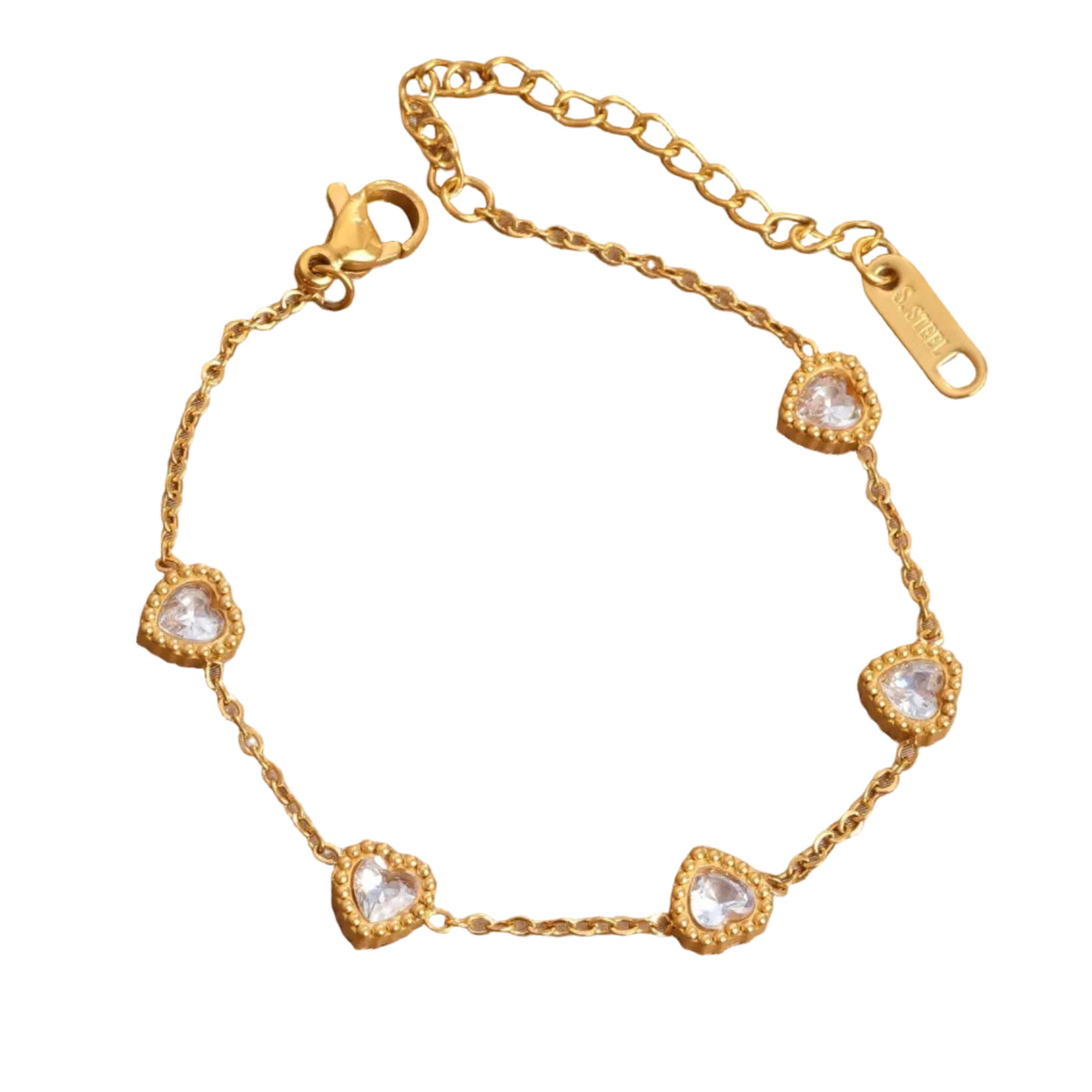 Pulsera 5 corazones de diamantes