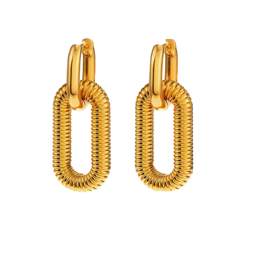 Aretes arracada doble óvalo