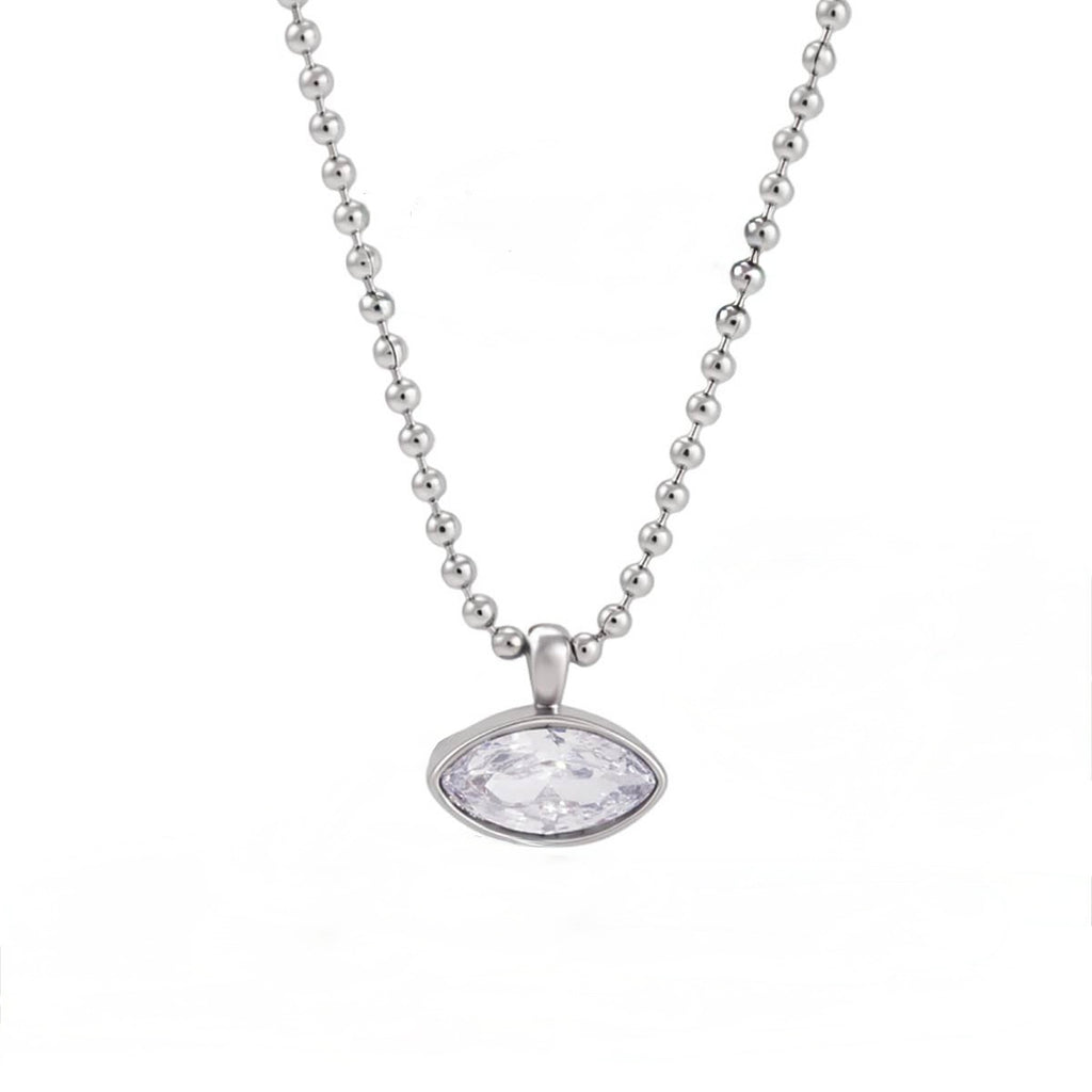 Collar cadena bolitas piedra óvalo