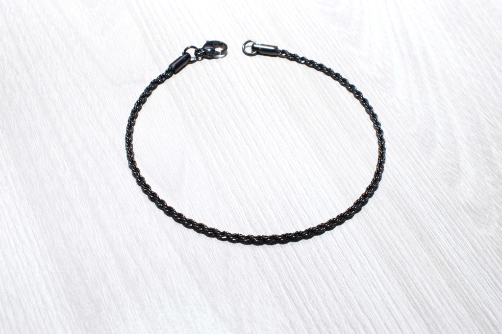 Pulsera tejido cuerda torcido blk
