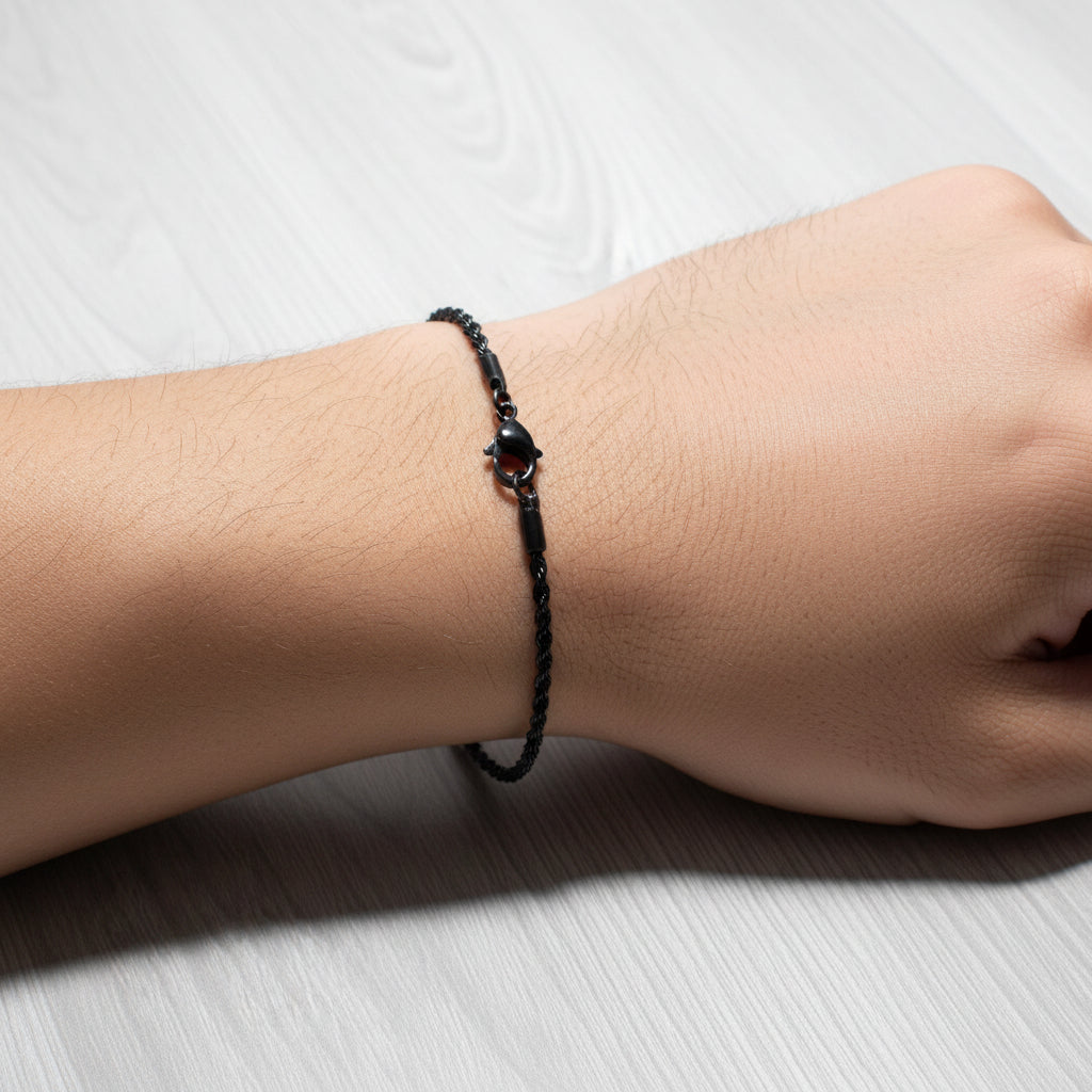 Pulsera tejido cuerda torcido blk