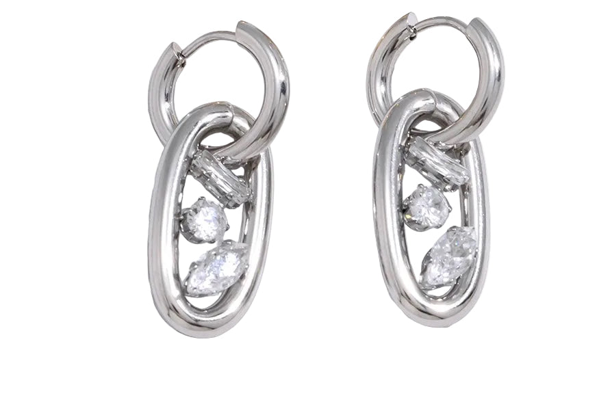 Aretes doble arracada con diamantes