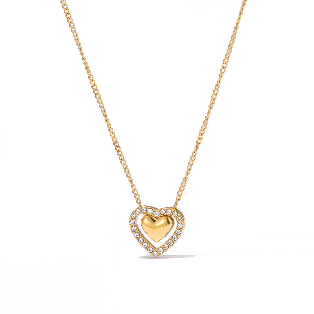 Collar corazón contorno brillos