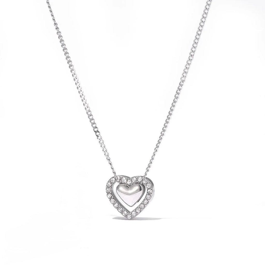 Collar corazón contorno brillos