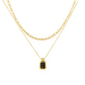 Collar cadena doble placa negra