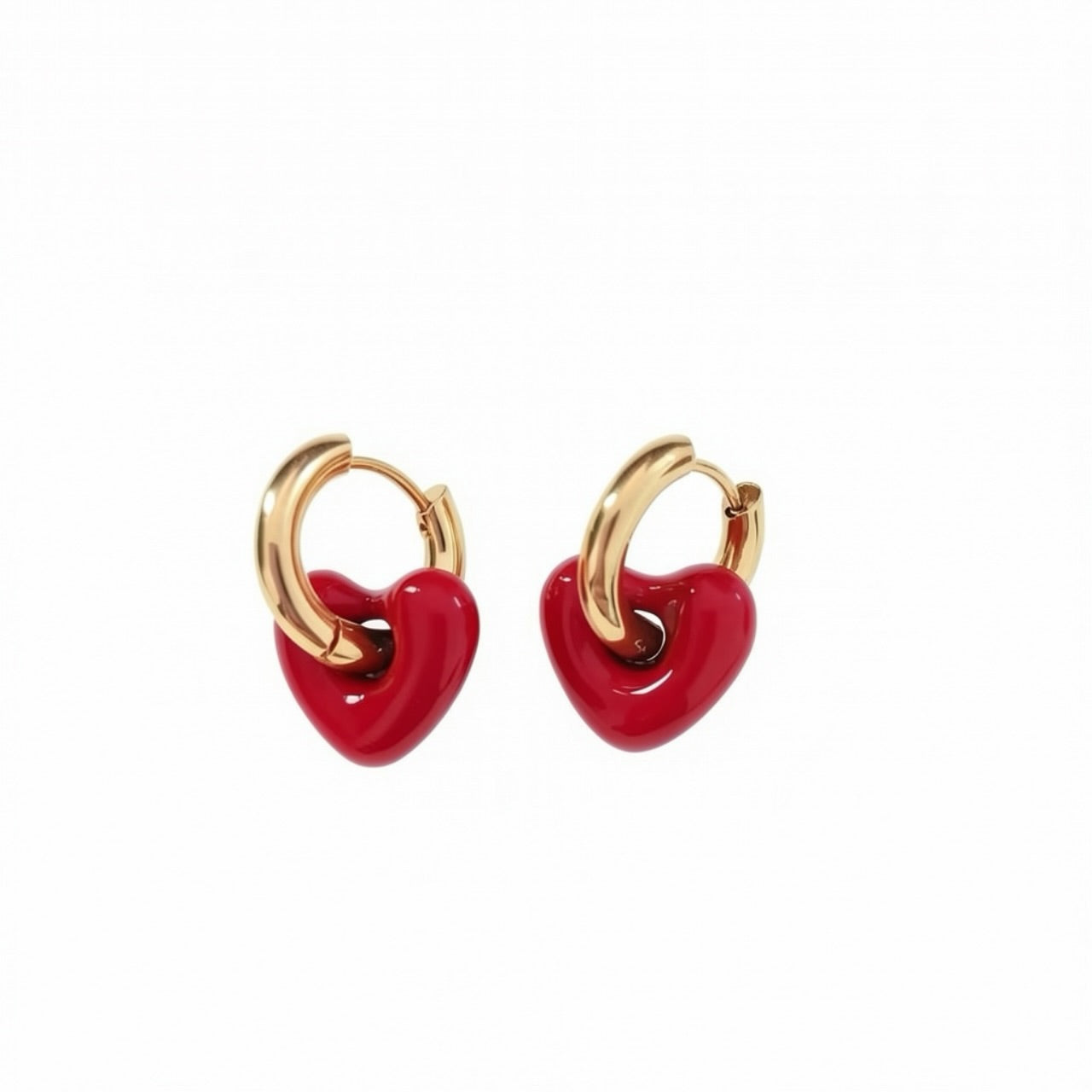 Aretes corazones rojos