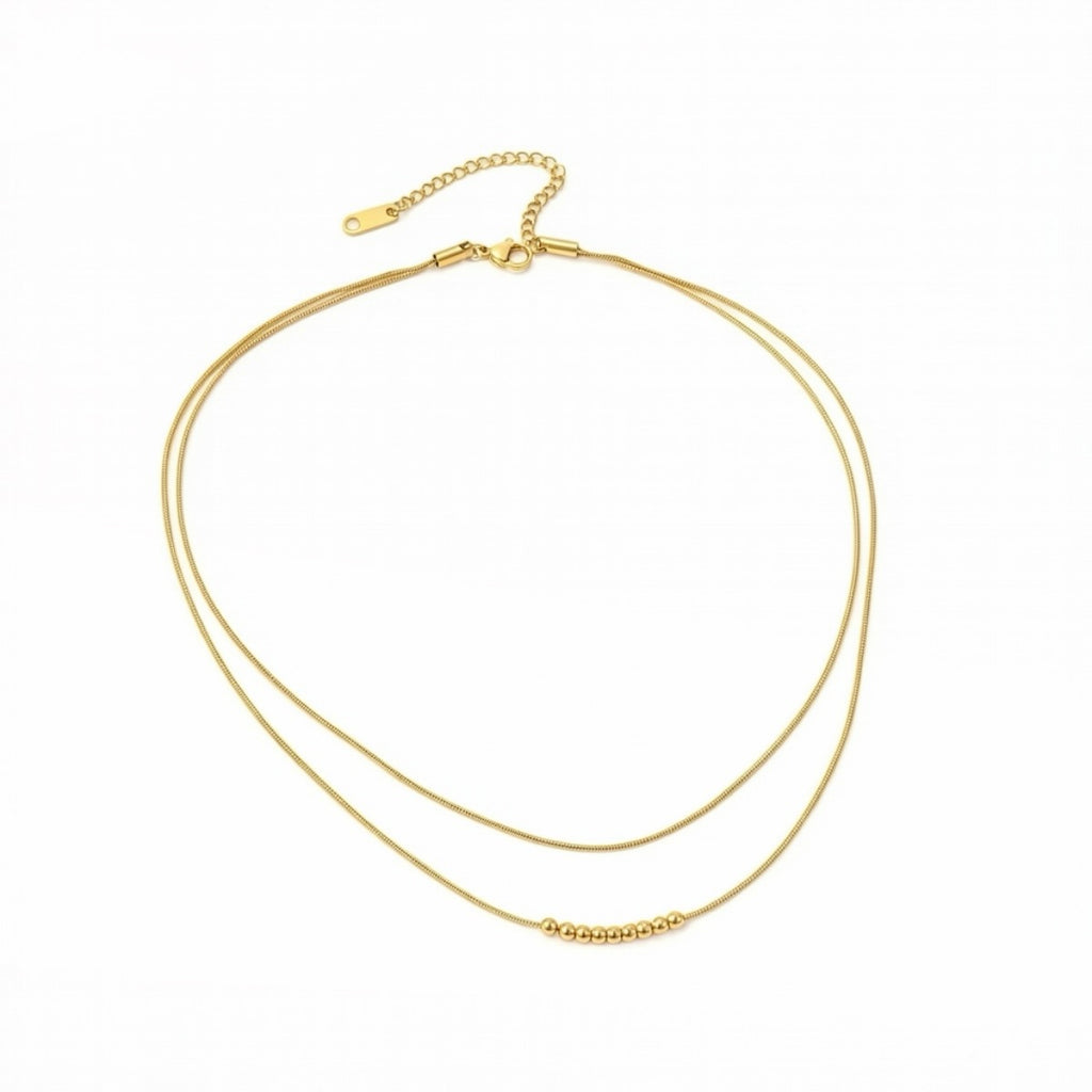 Collar cadena doble bolitas