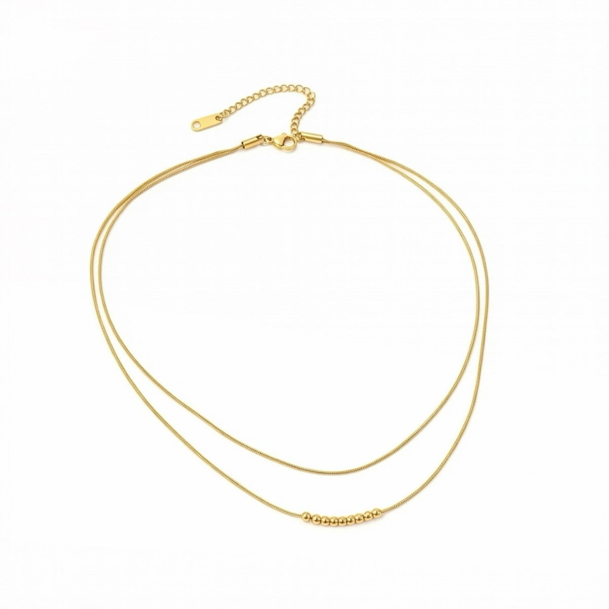 Collar cadena doble bolitas