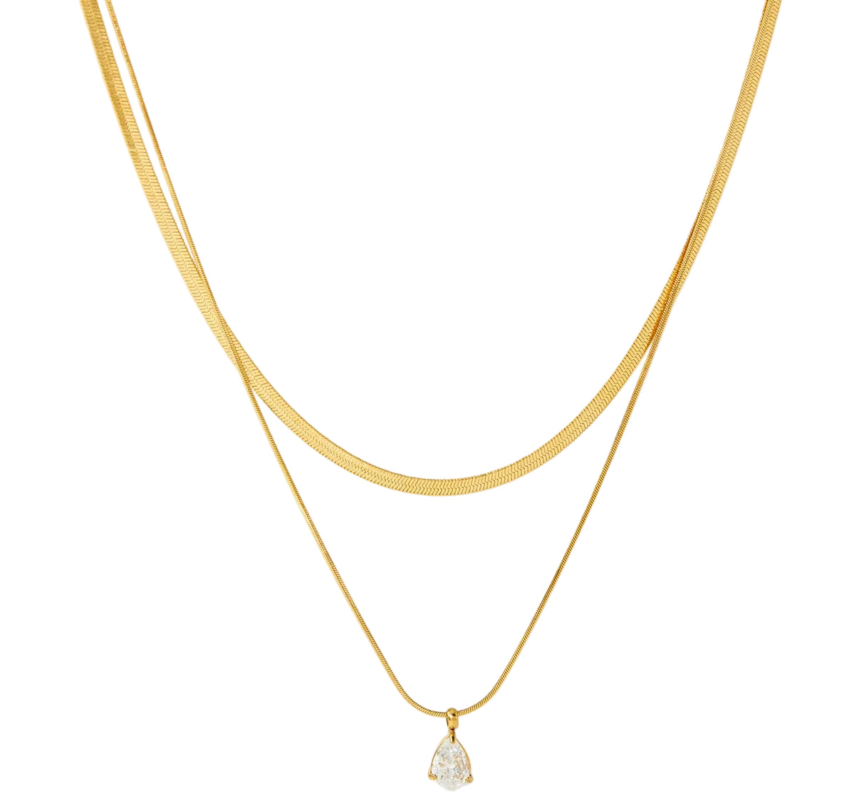 collar doble con diamante