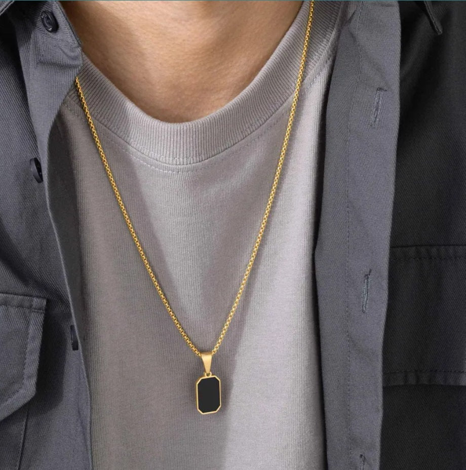 Collar octagonal piedra negra